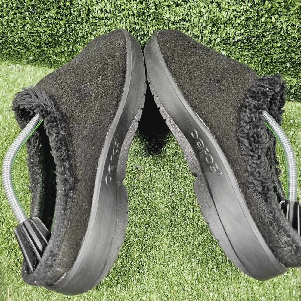 Oofos OOcoozie Black Mules Slip‎ On Lines Comfort Shoes Mens Size 41 US 8